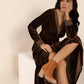 Lace Detail V-Neck Long Sleeve Maxi Dress