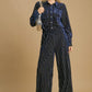 Umgee Full Size Elastic Waist Striped Wide Leg Velvet Pants