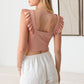 Le Lis Ruffled Cap Sleeve Square Neck Crop Top