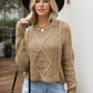 Cable-Knit Round Neck Dropped Shoulder Sweater