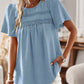 Devine Lace Detail Round Neck Short Sleeve Blouse