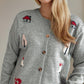 Button Up Round Neck Long Sleeve Cardigan