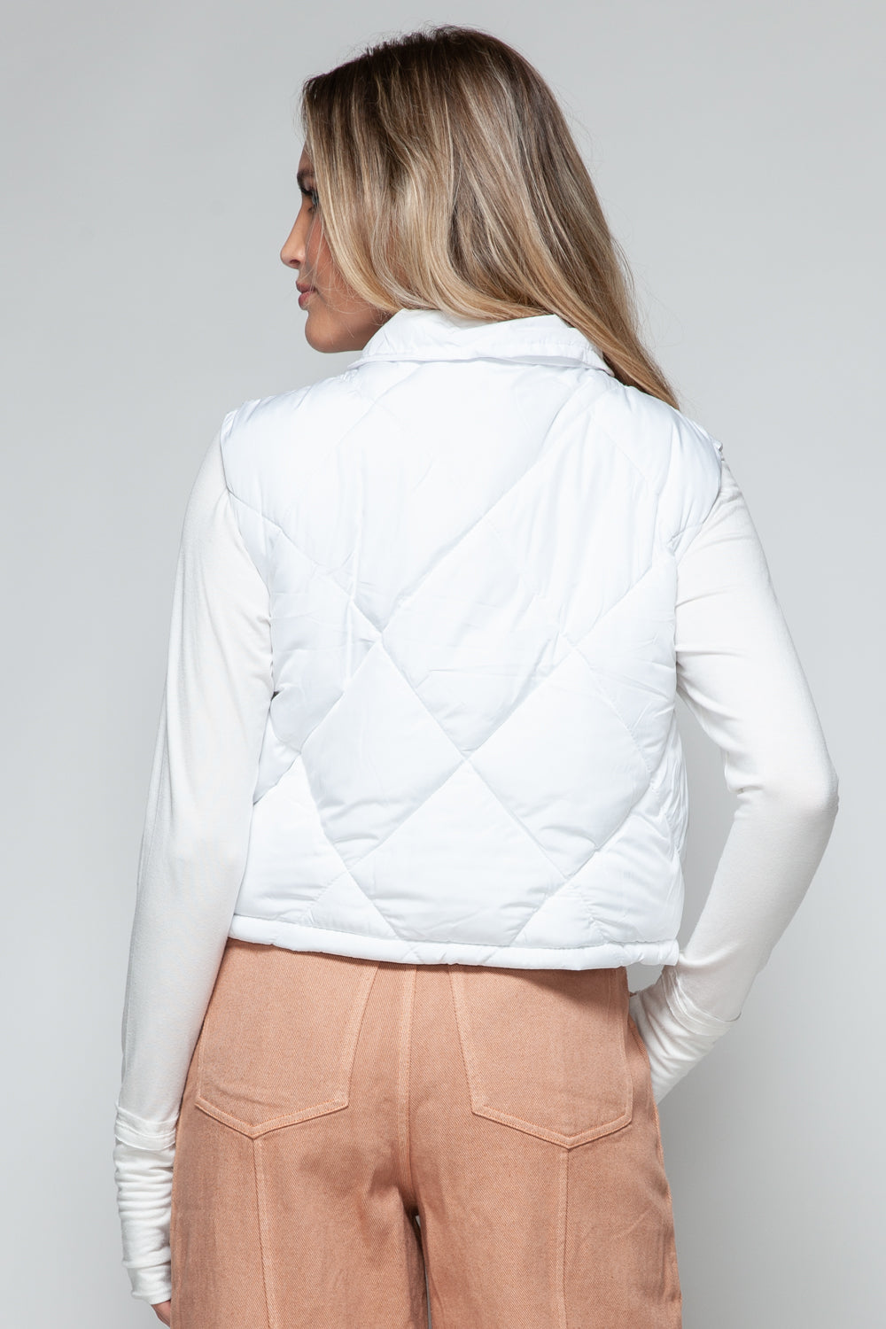 Snobbish Snap Down Quilted Crop Vest *