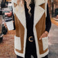 Full Size Contrast Open Front Sherpa Vest Coat