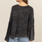 HYFVE Cable Knit V-Neck Dropped Shoulder Oversized Sweater