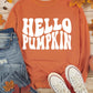 Hello Pumpkin Letter Graphic Round Neck Long Sleeve Sweatshirt