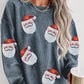 CHRISTMAS Sequin Santa Patch Ribbed Sweatshirt
