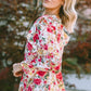 Floral Round Neck Smocked Blouse