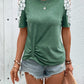 Lace Detail Round Neck Short Sleeve T-Shirt