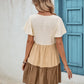 Color Block V-Neck Flutter Sleeve Mini Dress