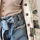 Plus Size Striped Button Up Dropped Shoulder Cardigan