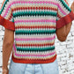 Contrast Round Neck Short Sleeve Sweater