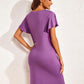 Full Size Notched Short Sleeve Lounge Dress