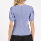Mittoshop Mineral Wash Puff Sleeve Rib Knit T-Shirt
