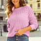 Round Neck Dropped Shoulder Long Sleeve Sweater