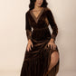 Lace Detail V-Neck Long Sleeve Maxi Dress