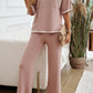 Devine Contrast Trim Half Sleeve Top and Pants Set