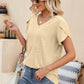 Eyelet Petal Sleeve V-Neck Knit Top