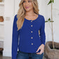 Button Up Round Neck Long Sleeve Cardigan