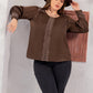 Plus Size Lace Detail Round Neck Long Sleeve Blouse