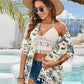 Tassel Printed Open Front Half Sleeve Cover-Up
