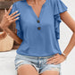 Full Size Ruffled Notched Cap Sleeve T-Shirt