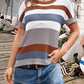 Striped Round Neck Short Sleeve Knit Top