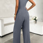 Round Neck Sleeveless Wide Leg Jumpsuit