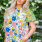Printed Round Neck Puff Sleeve Blouse