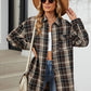 Plaid Collared Neck Long Sleeve Shirt