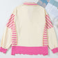 Valentine’s Day Sequin Heart Pattern Pink Long Sleeve Sweatshirt