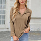 Texture Collared Neck Long Sleeve Blouse
