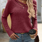 Ribbed V-Neck Long Sleeve T-Shirt