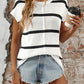 Striped Round Neck Short Sleeve Knit Top