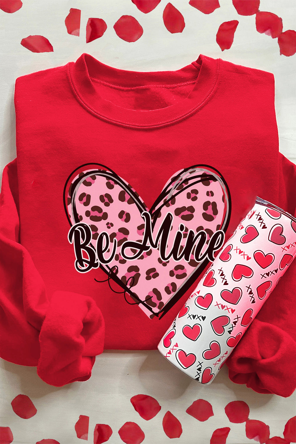 Valentine's Day Scarlet Red BE MINE Heart Long Sleeve Sweatshirt