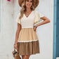 Color Block V-Neck Flutter Sleeve Mini Dress