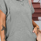 Drawstring Quarter Snap Cap Sleeve Hoodie