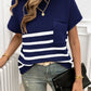 Devine Striped Round Neck Short Sleeve Sweater