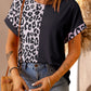 Malibu Dreams Women's Leopard Two-Tone Round Neck Tee