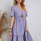 Full Size V-Neck Short Sleeve Mini Dress