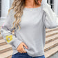 Flower Round Neck Dropped Shoulder Sweater