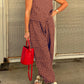 Lovelet Plaid Round Neck Sleeveless Top and Pants Set