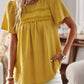 Devine Lace Detail Round Neck Short Sleeve Blouse