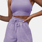 Full Size Round Neck Top and Drawstring Shorts Set