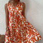 Printed Notched Sleeveless Mini Dress