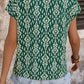 Printed Notched Short Sleeve Blouse