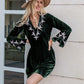 V-Neck Slit Sleeve Mini Dress