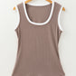 Contrast Edge Scoop Neck Wide Strap Knit Tank