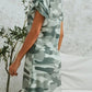 Camouflage Round Neck Short Sleeve Mini Dress