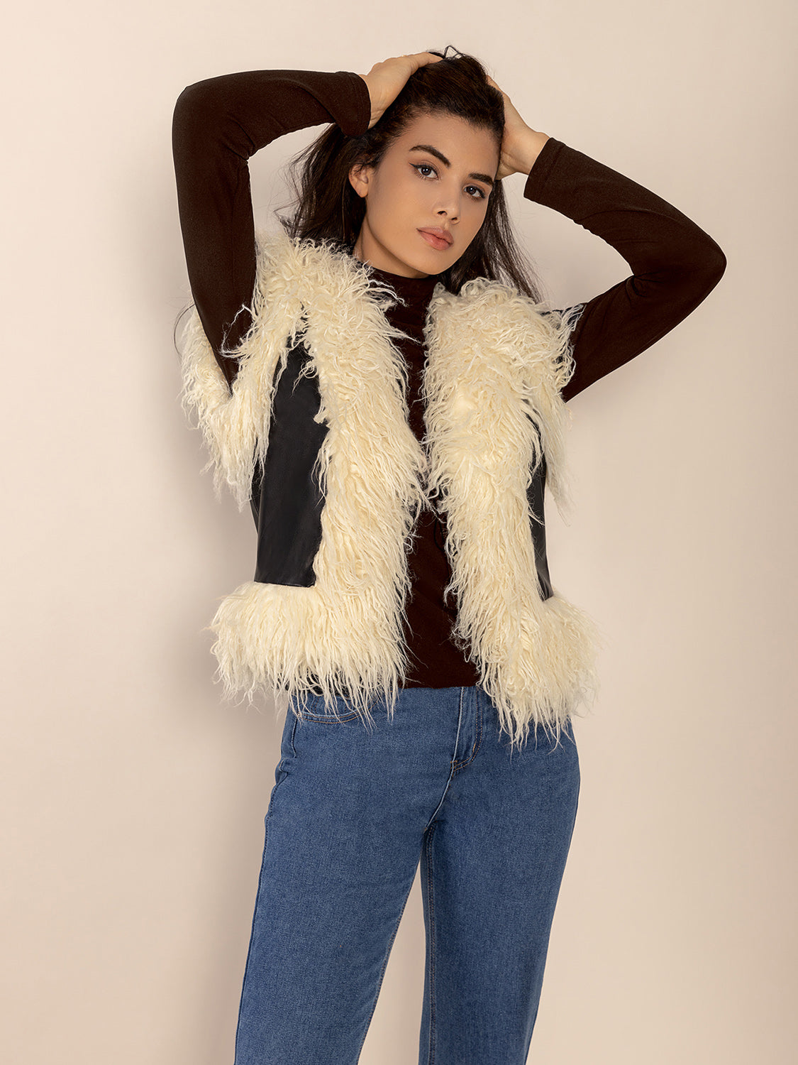 Tied Fringe Contrast Vest